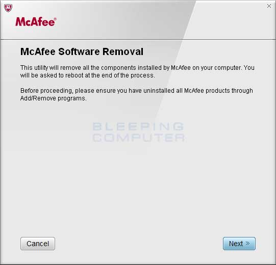 Download McAfee Consumer Products Removal tool