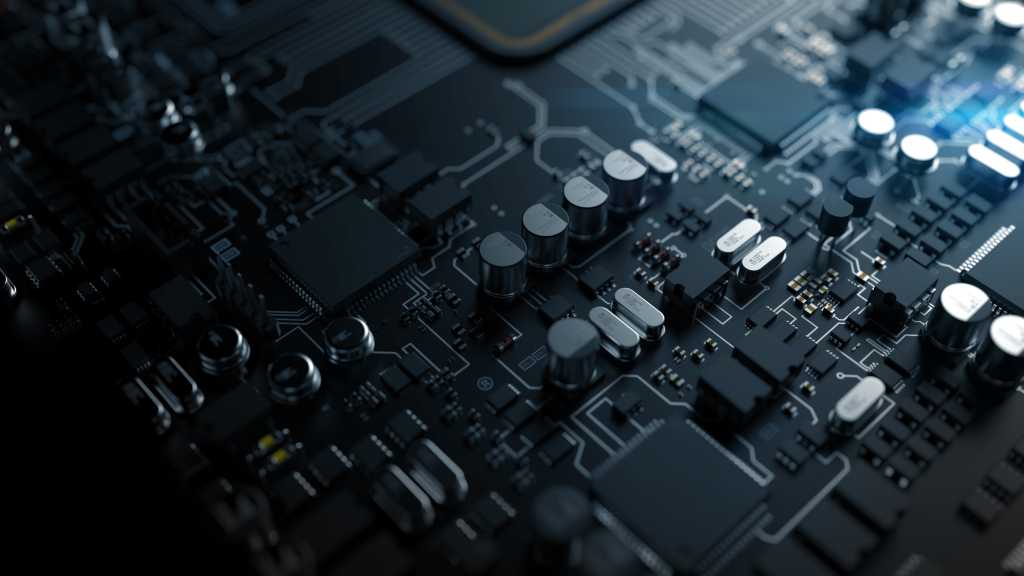 a fragment of computer hardware components. powerful cpu on a chip 3d render